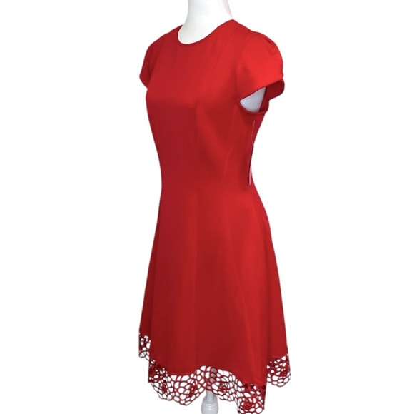 Donna Ricco Cutout Roses Hem Red Dress - Picture 7 of 8